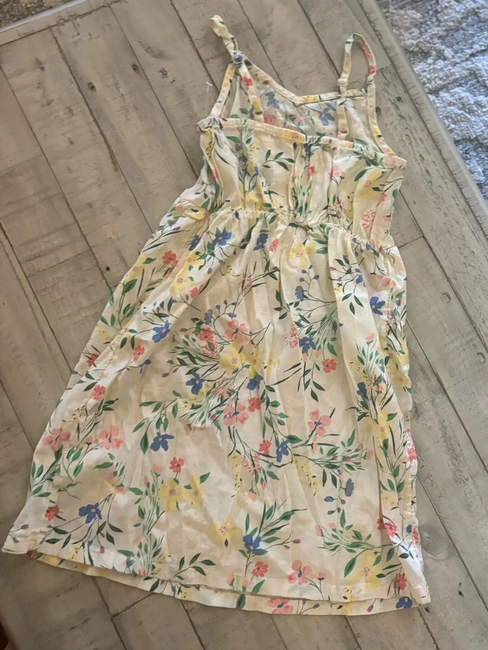 Old Navy Floral Sundress in Cream with Pink, Yellow & Blue Flowers
